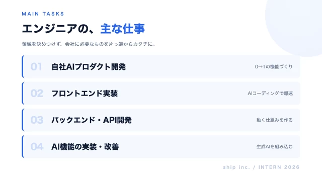 株式会社shipのエンジニアインターン東京都